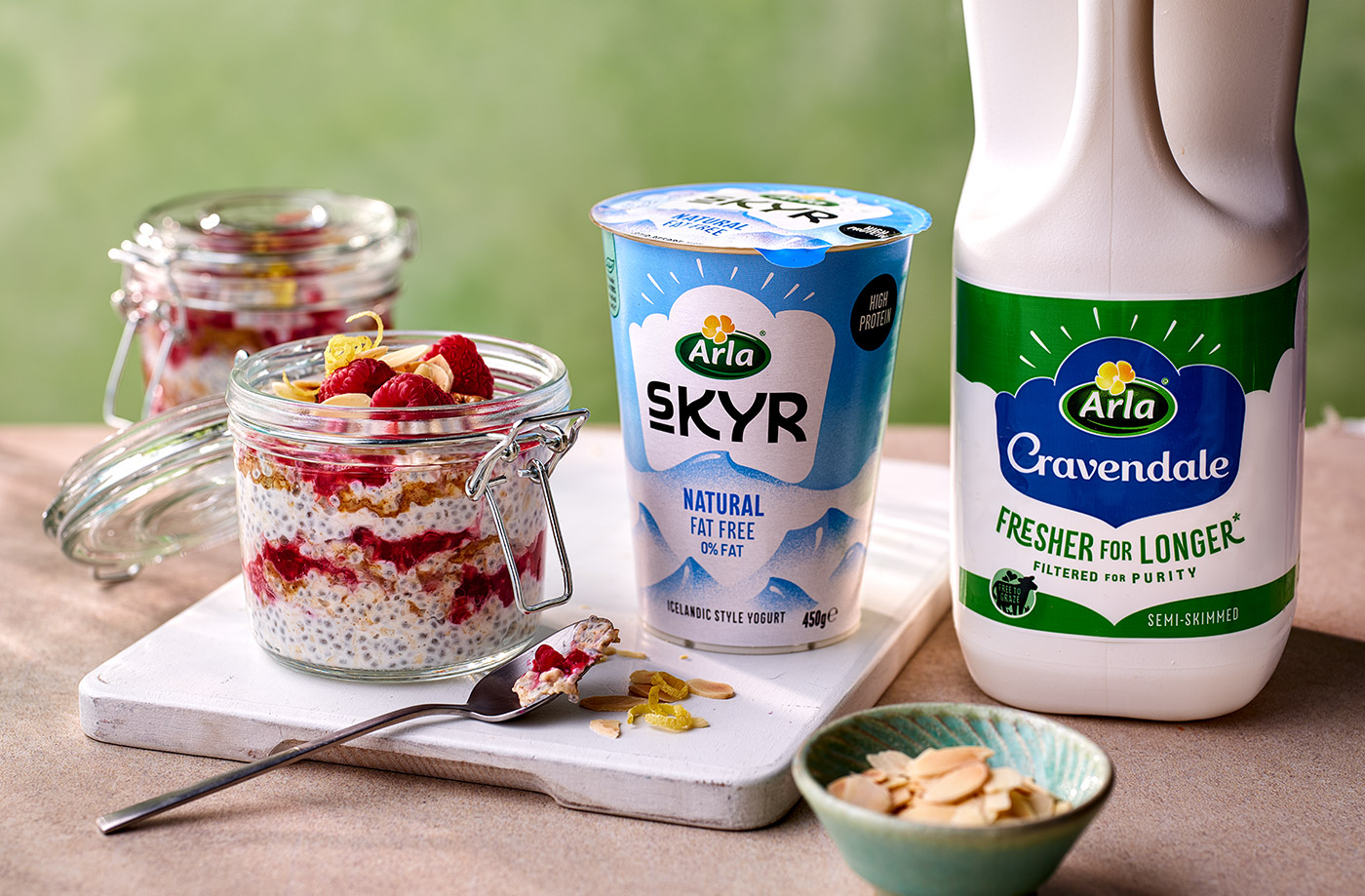 Almond and raspberry protein overnight oats recipe