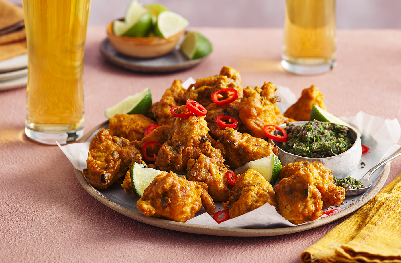 Pakora chicken with a green chutney recipe