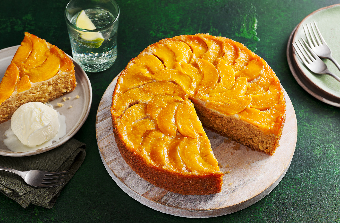 Tinned peach upside-down cake recipe