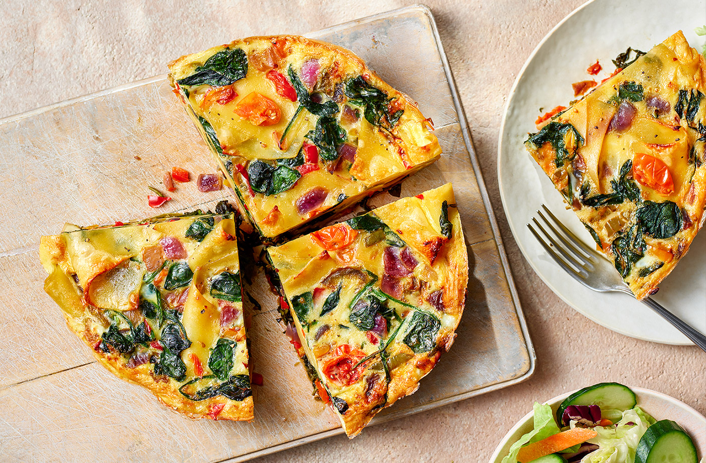 Pepper and tomato pasta frittata recipe