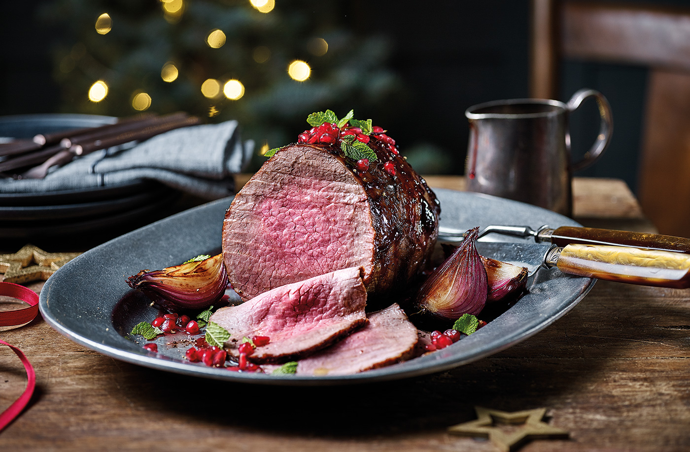 Pomegranate-glazed roast beef recipe