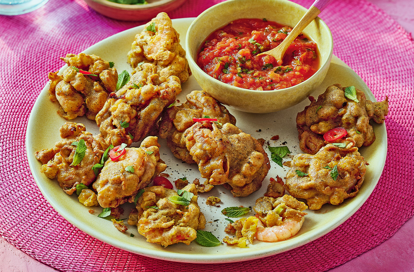 Omar Foster's prawn and mango pakoras recipe