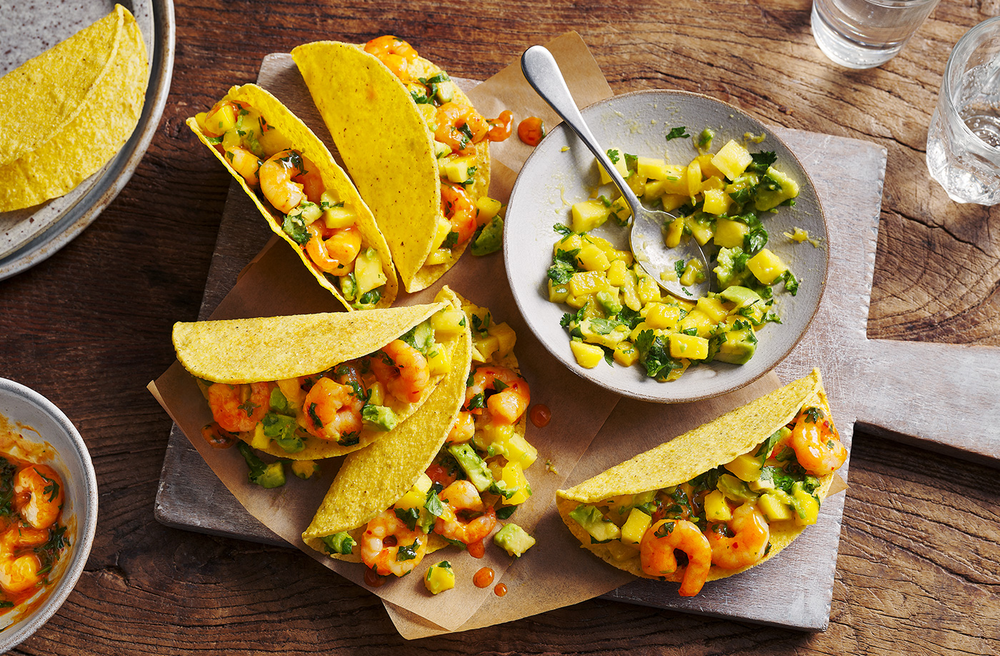 5-ingredient prawn and mango tacos recipe