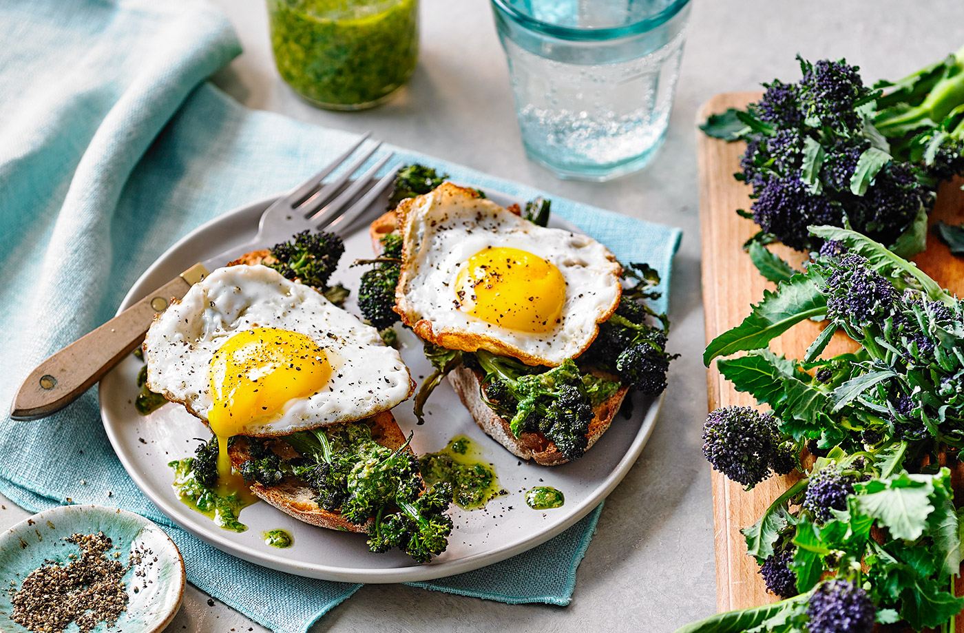 Purple sprouting broccoli bruschetta recipe