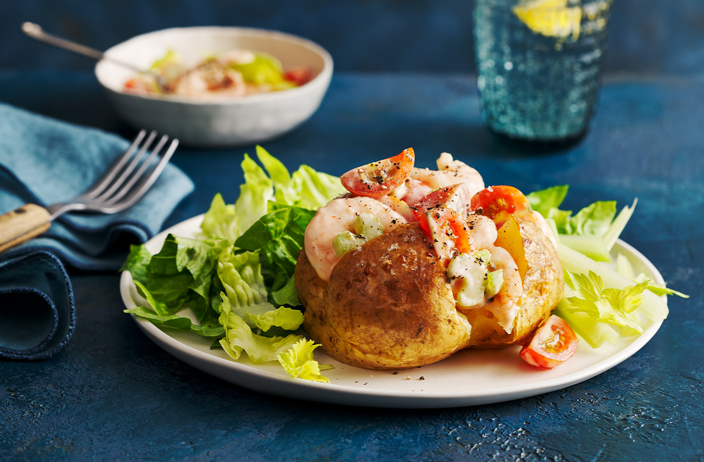 Bloody Mary-spiced prawn cocktail loaded jacket potato recipe