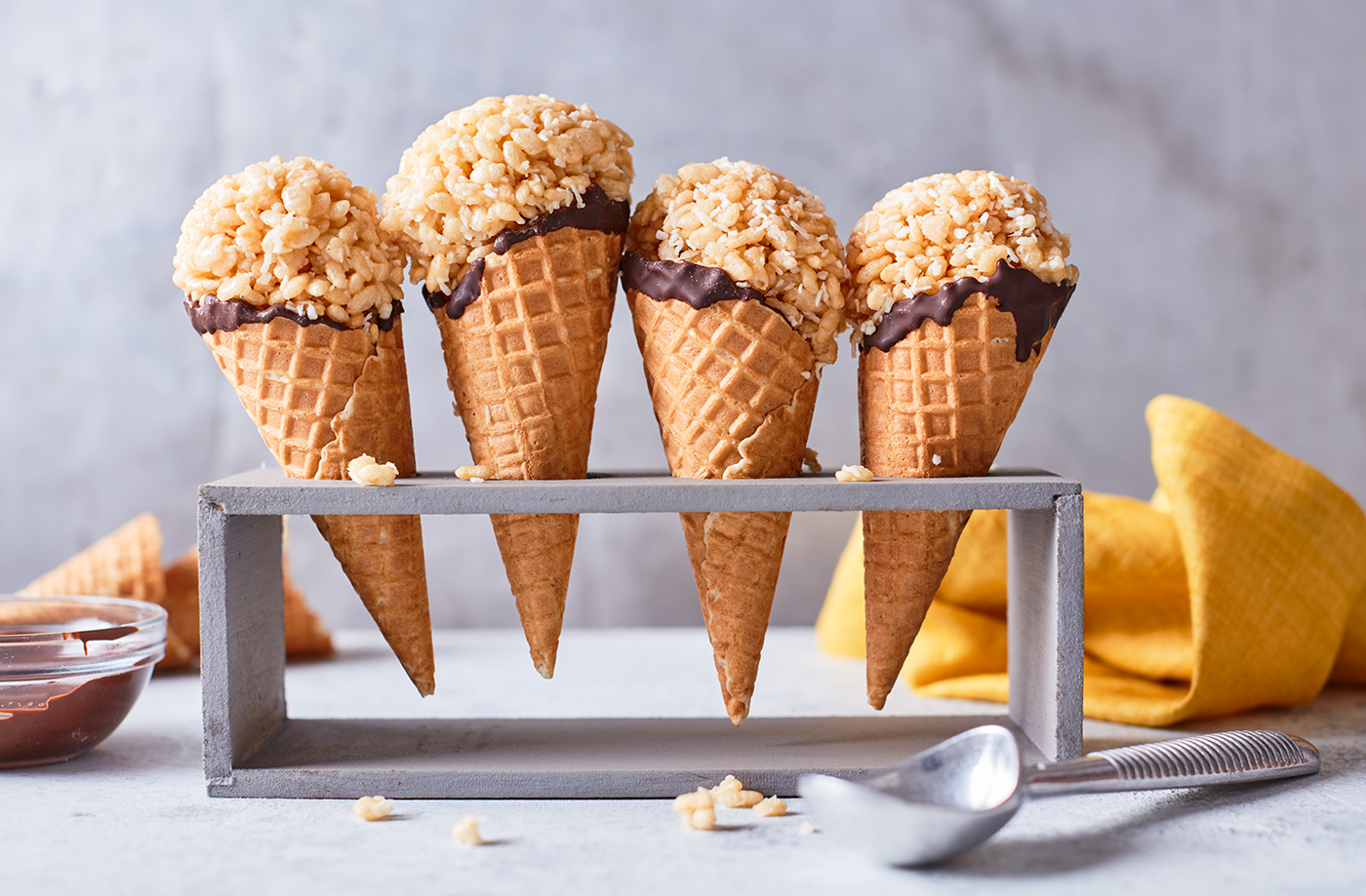 Coconut rice crispy ice cream cones recipe