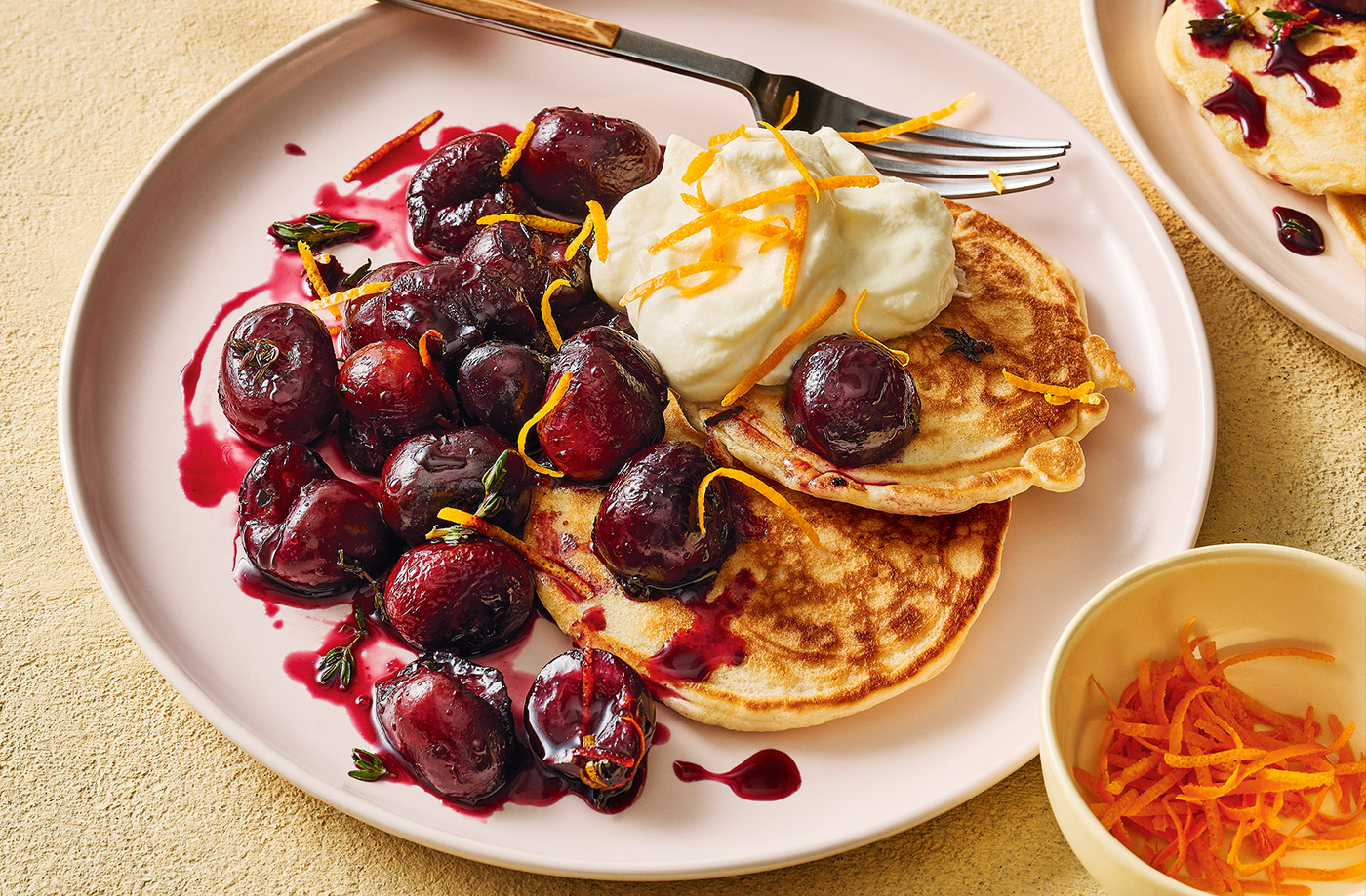 Roasted cherries with whipped mascarpone recipe