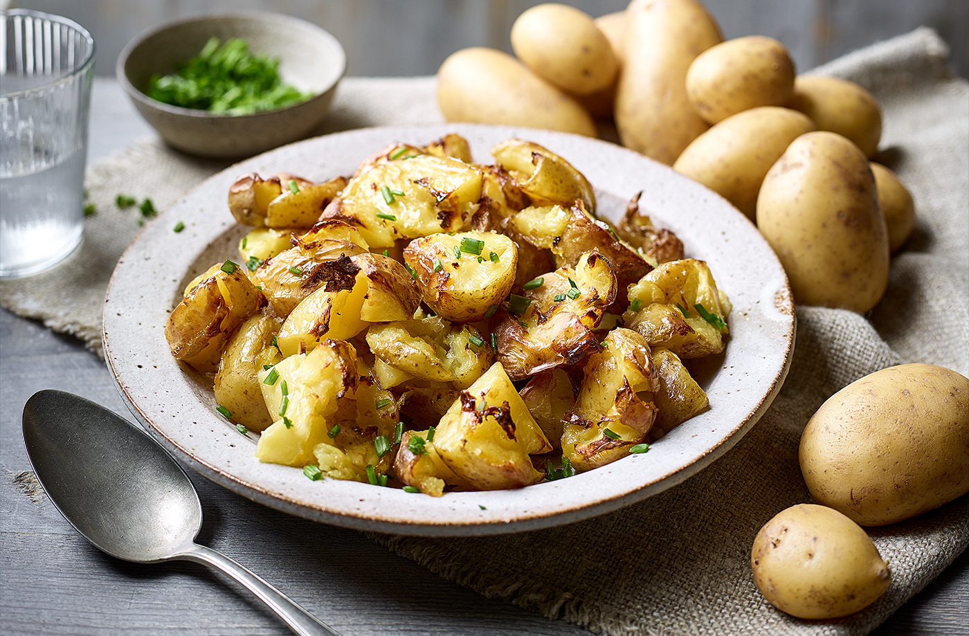 Salt and vinegar crushed potatoes recipe