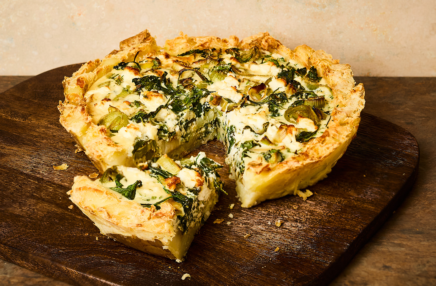 Smashed potato-crust quiche recipe