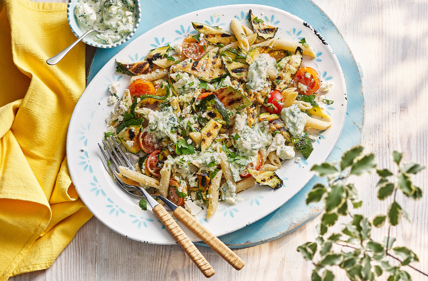 Smoky courgette pasta salad recipe