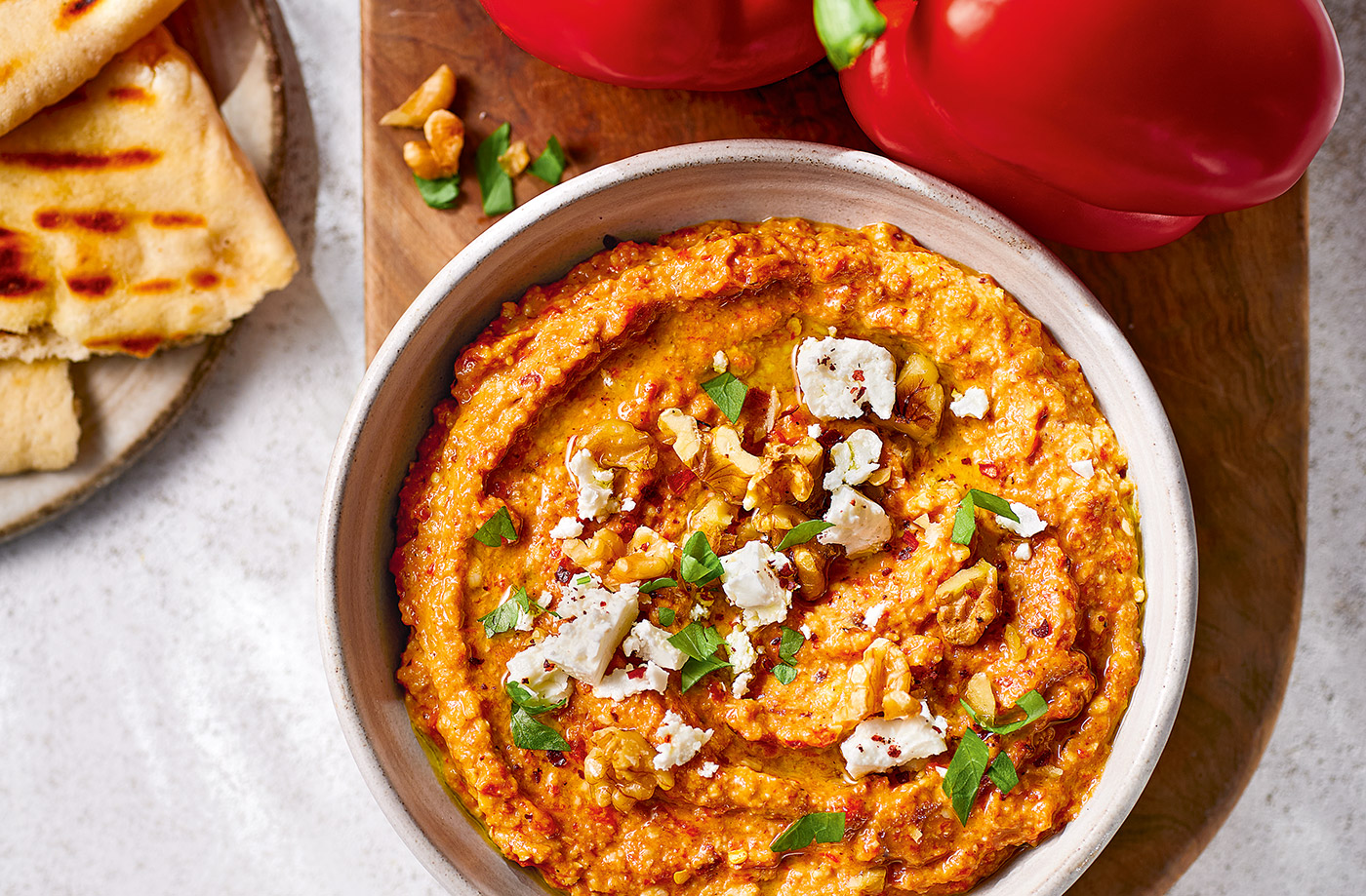 Smoky red pepper dip (muhammara) recipe