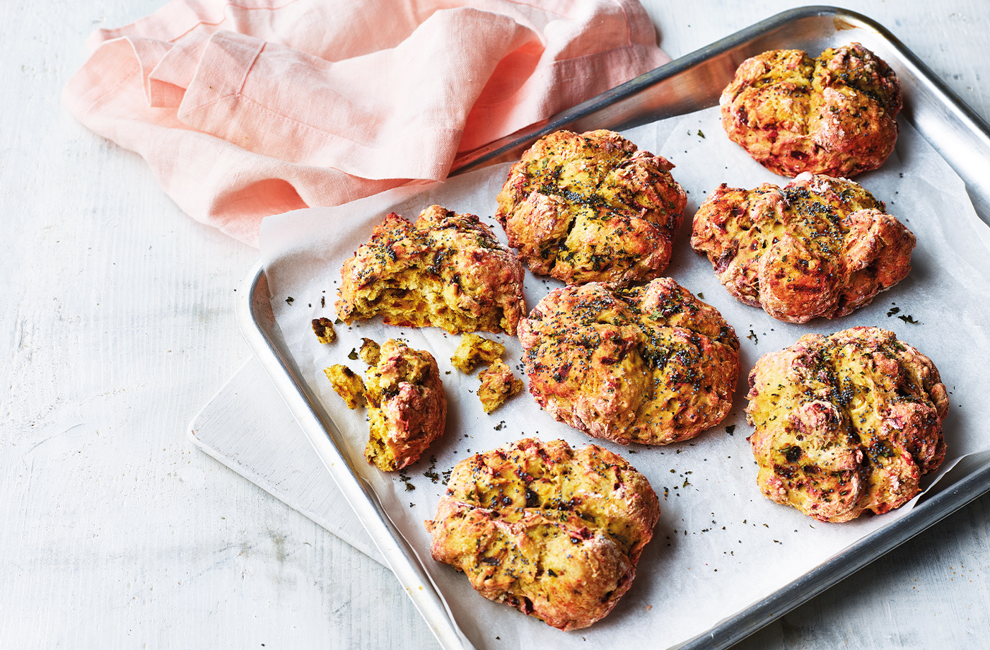 Beetroot and mint soda bread rolls recipe