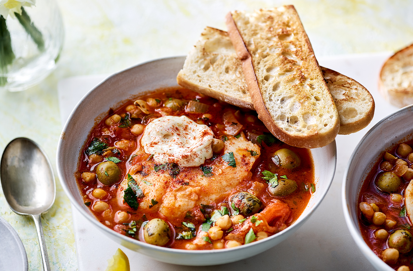 Spanish-style hake and chickpea stew recipe
