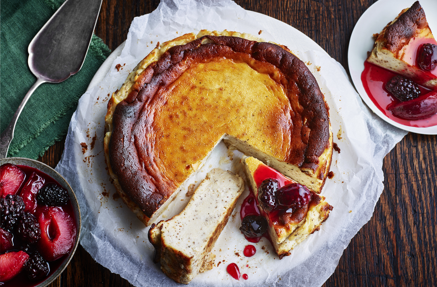 Spiced Basque cheesecake with autumn compote recipe