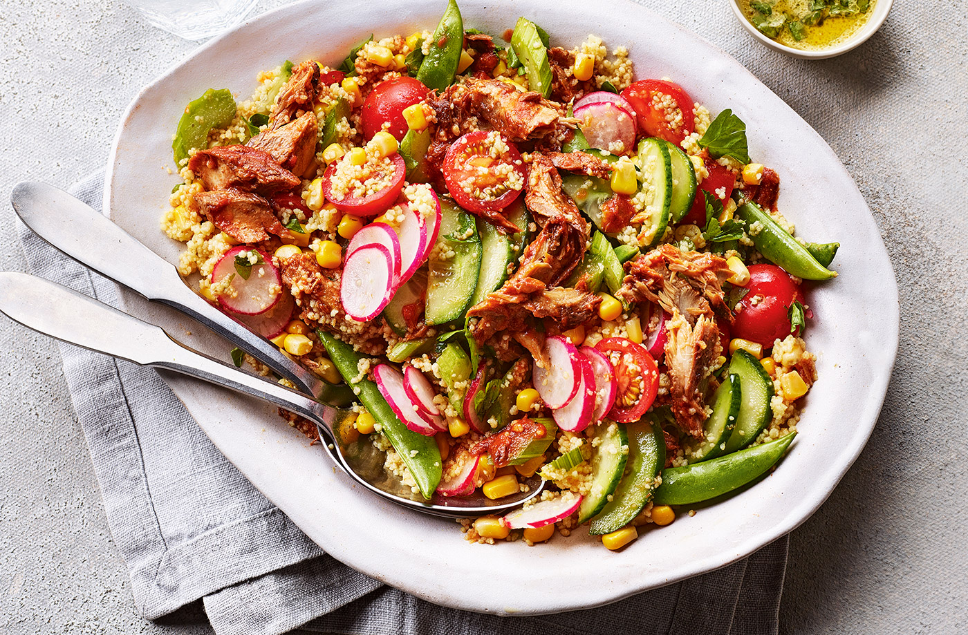Spicy mackerel couscous bowl recipe