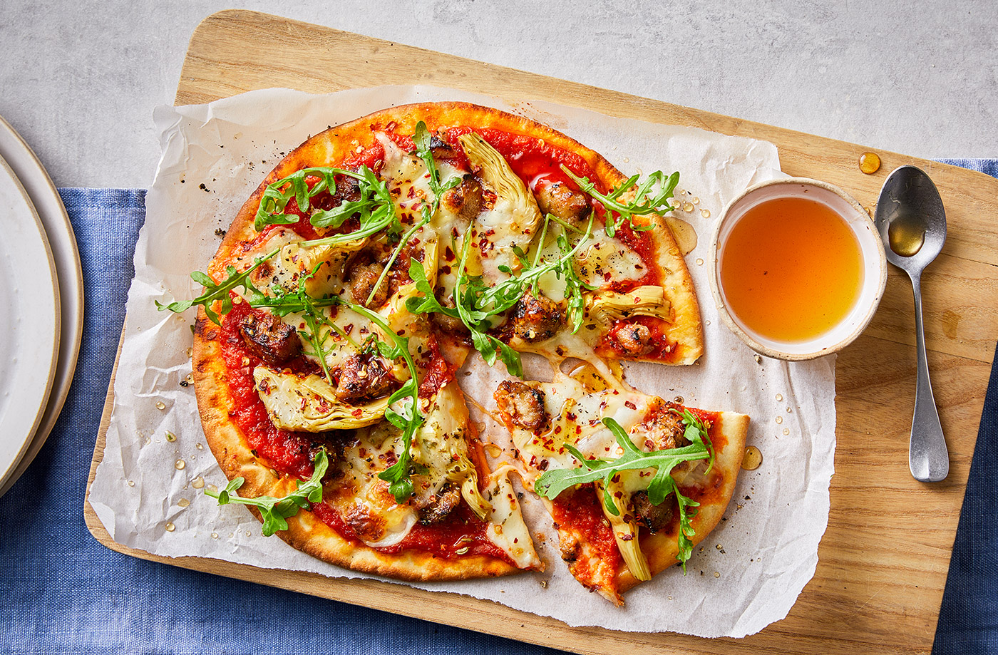 Spicy sausage pizza with hot honey recipe