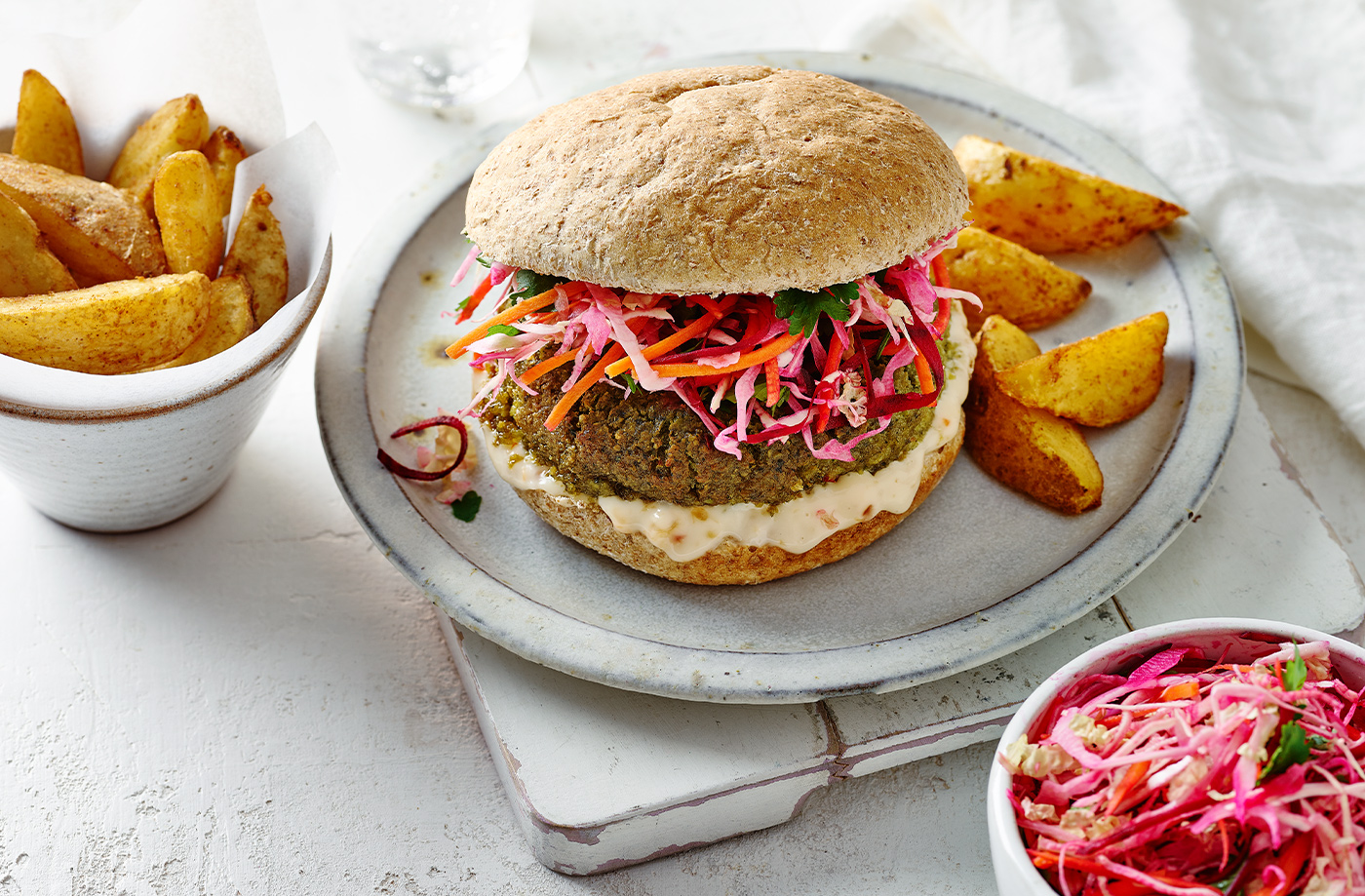 Spicy edamame burgers with lime slaw recipe