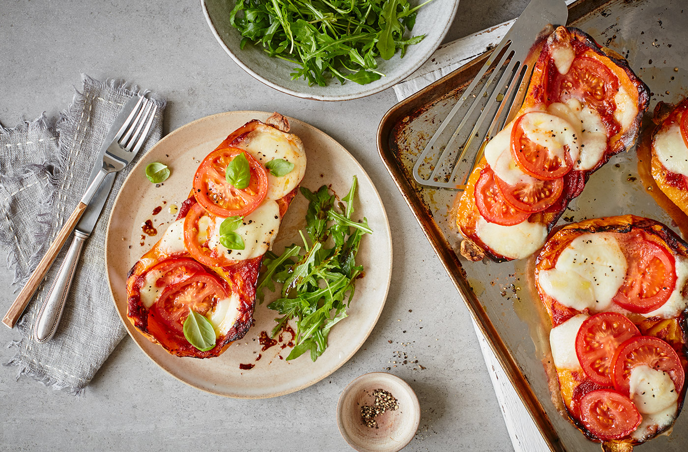Pizza baked squash recipe