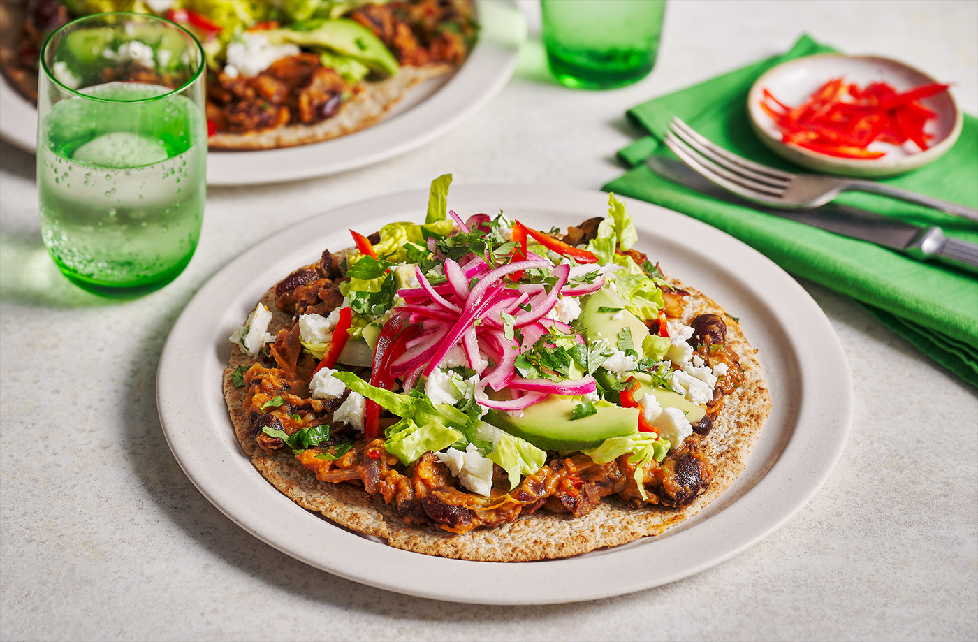 Cheesy bean tostadas recipe