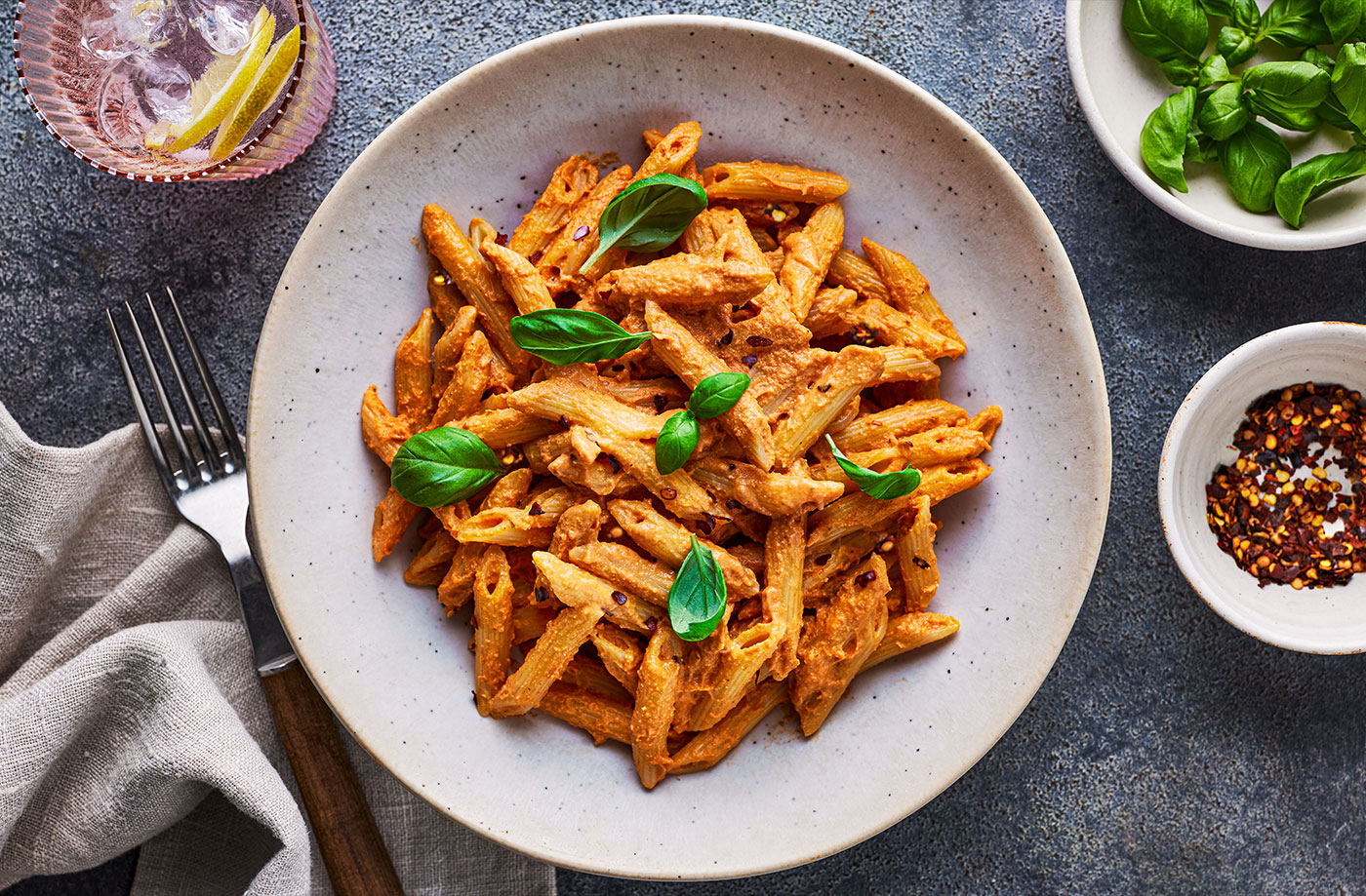 Creamy sundried tomato and basil tofu pasta recipe