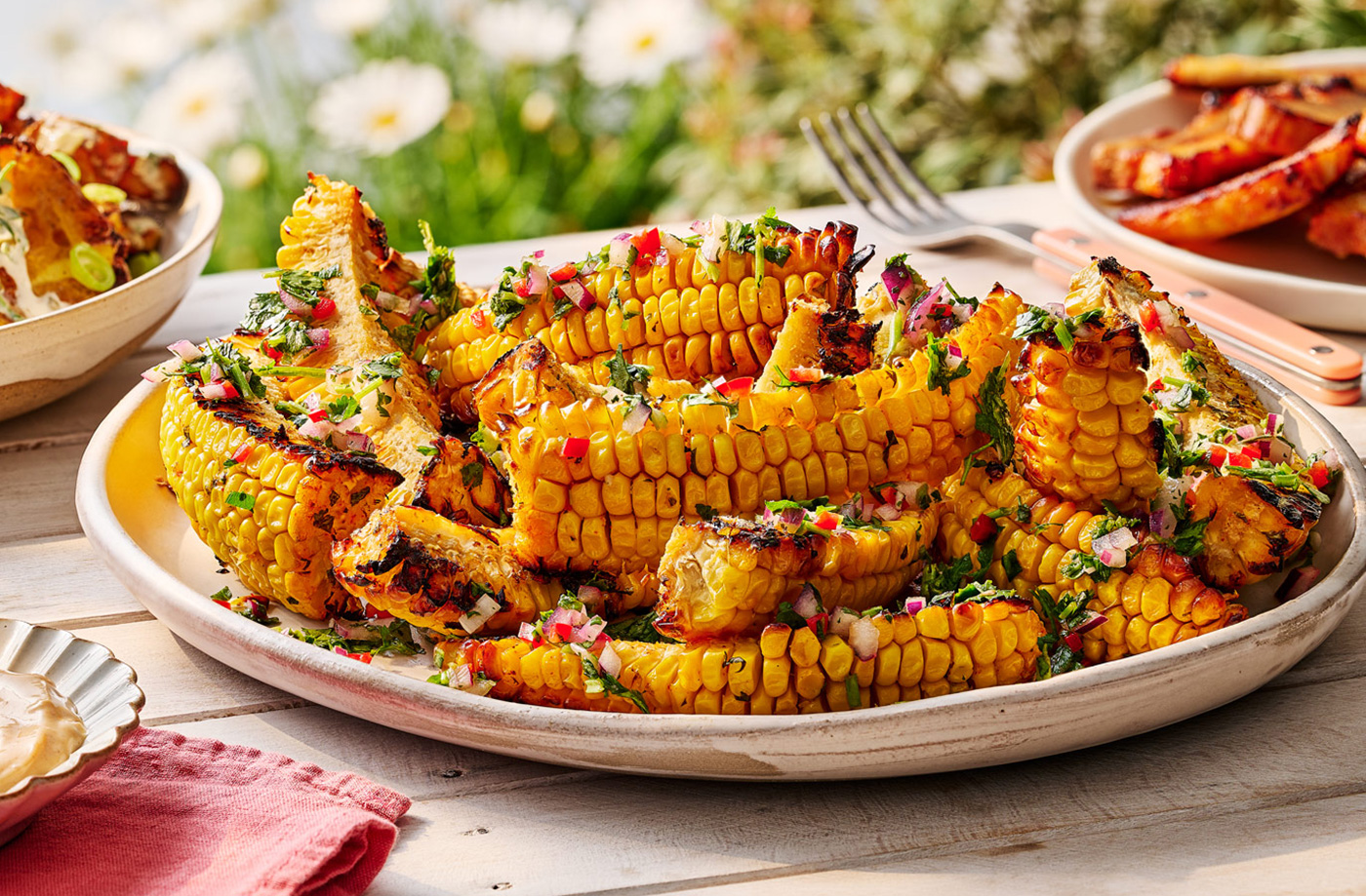 Chilli lime corn ribs with a chimichurri salsa recipe