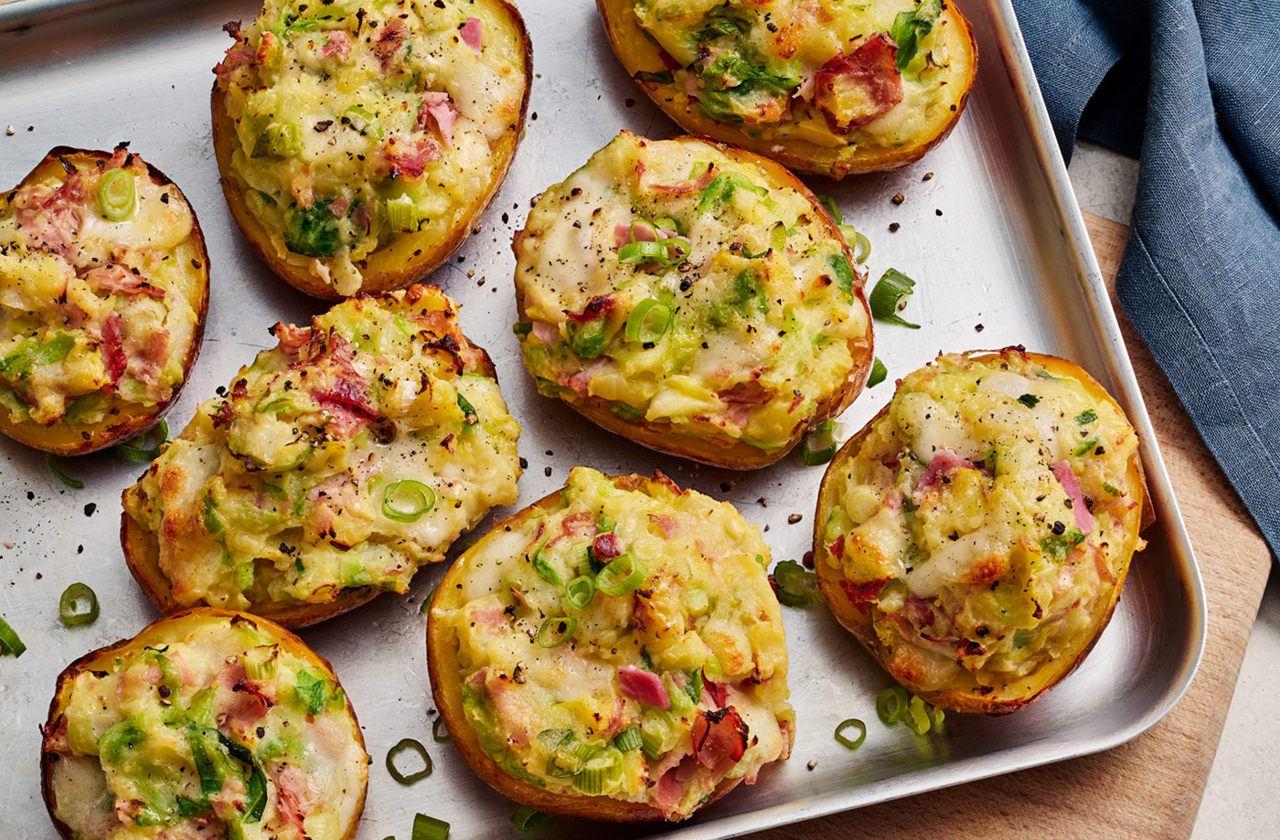 Cabbage and ham loaded jacket skins recipe