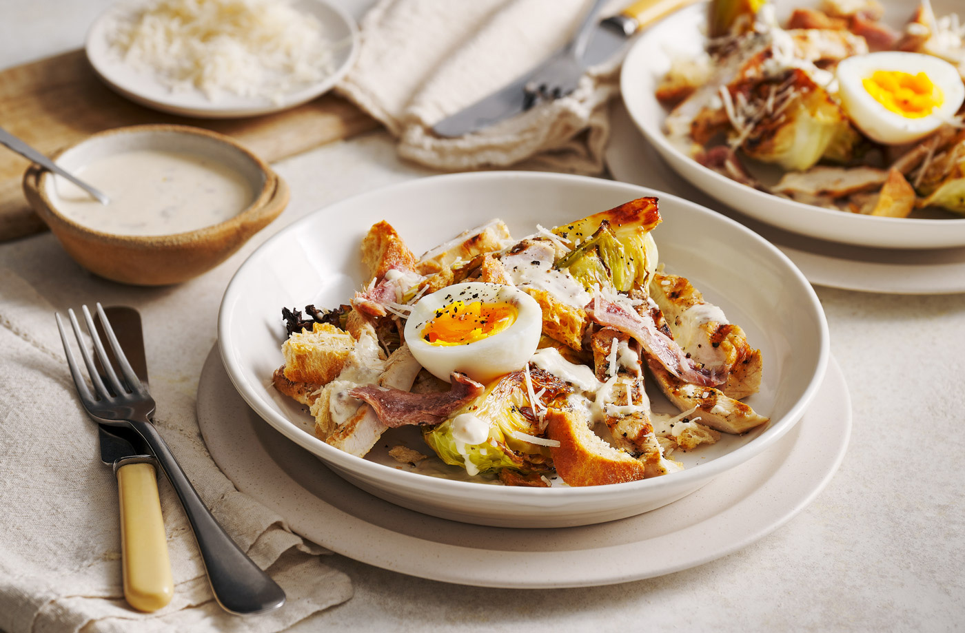 Charred cabbage chicken Caesar salad recipe