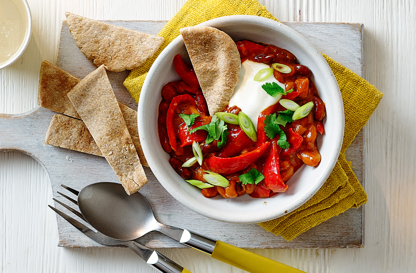 Tinned bean dhal with pitta dippers recipe