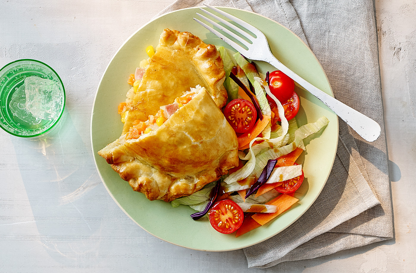 Sweetcorn, ham and carrot pasties recipe