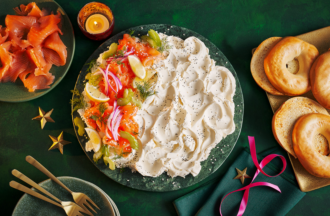 Smoked salmon and cream cheese board recipe