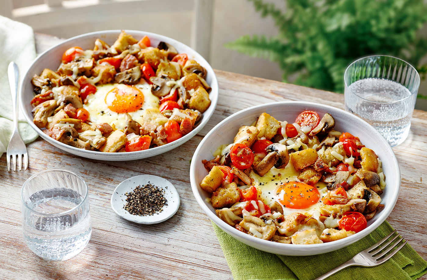 Bacon and mushroom breakfast hash recipe