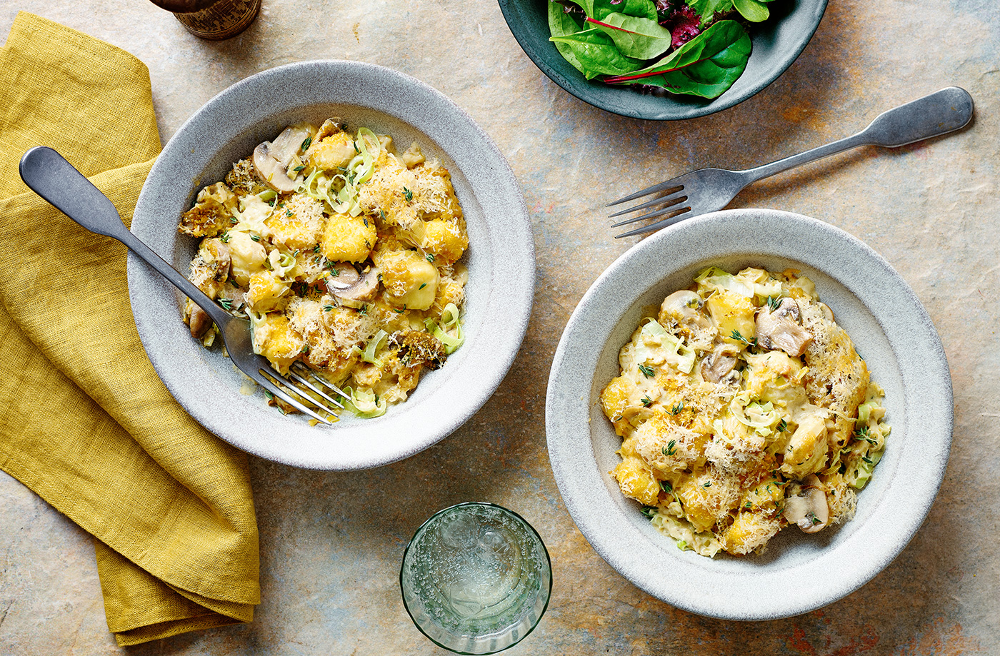 Roasted gnocchi and leek bake recipe