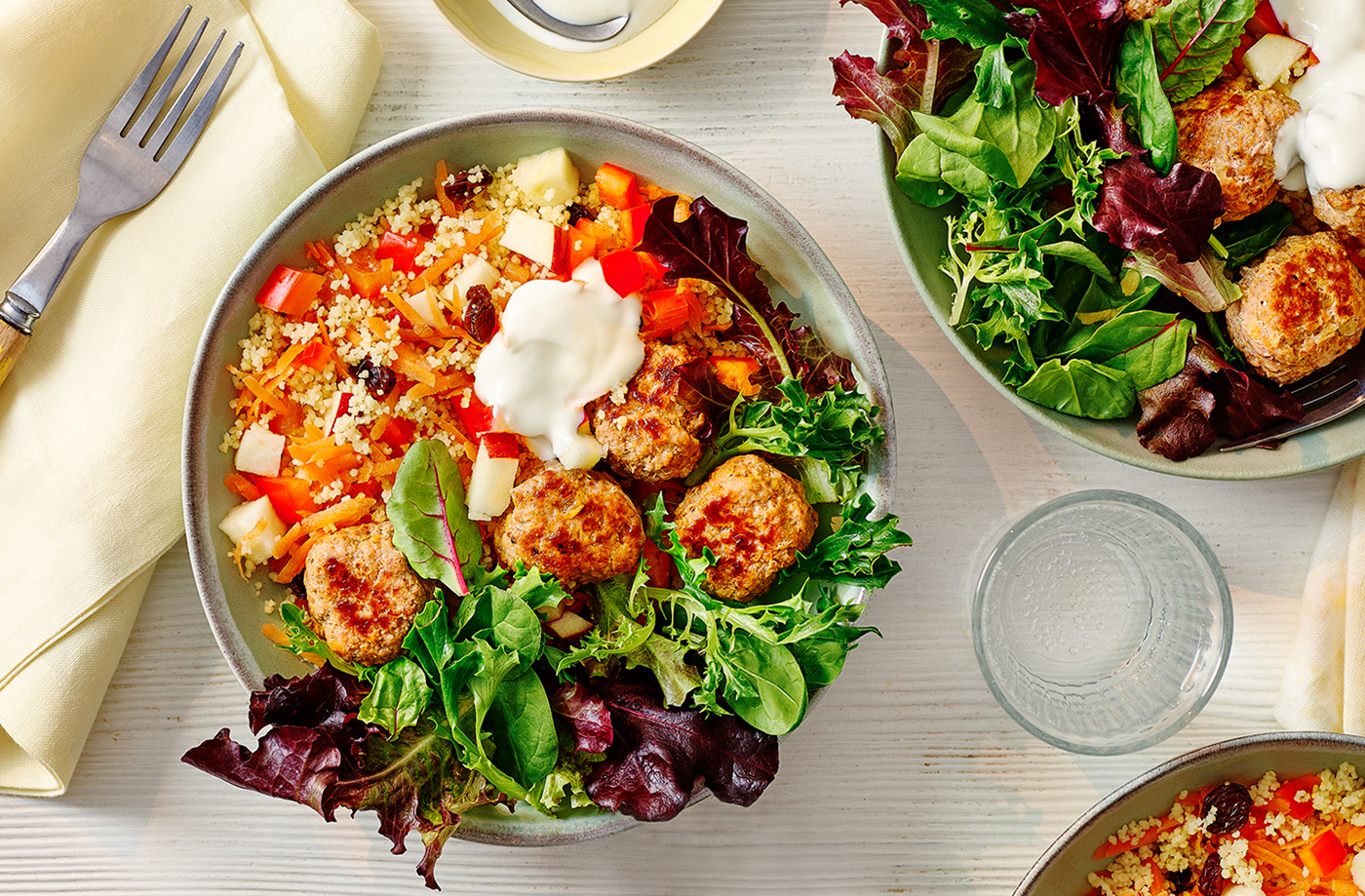 Turkey meatballs with fruity couscous recipe
