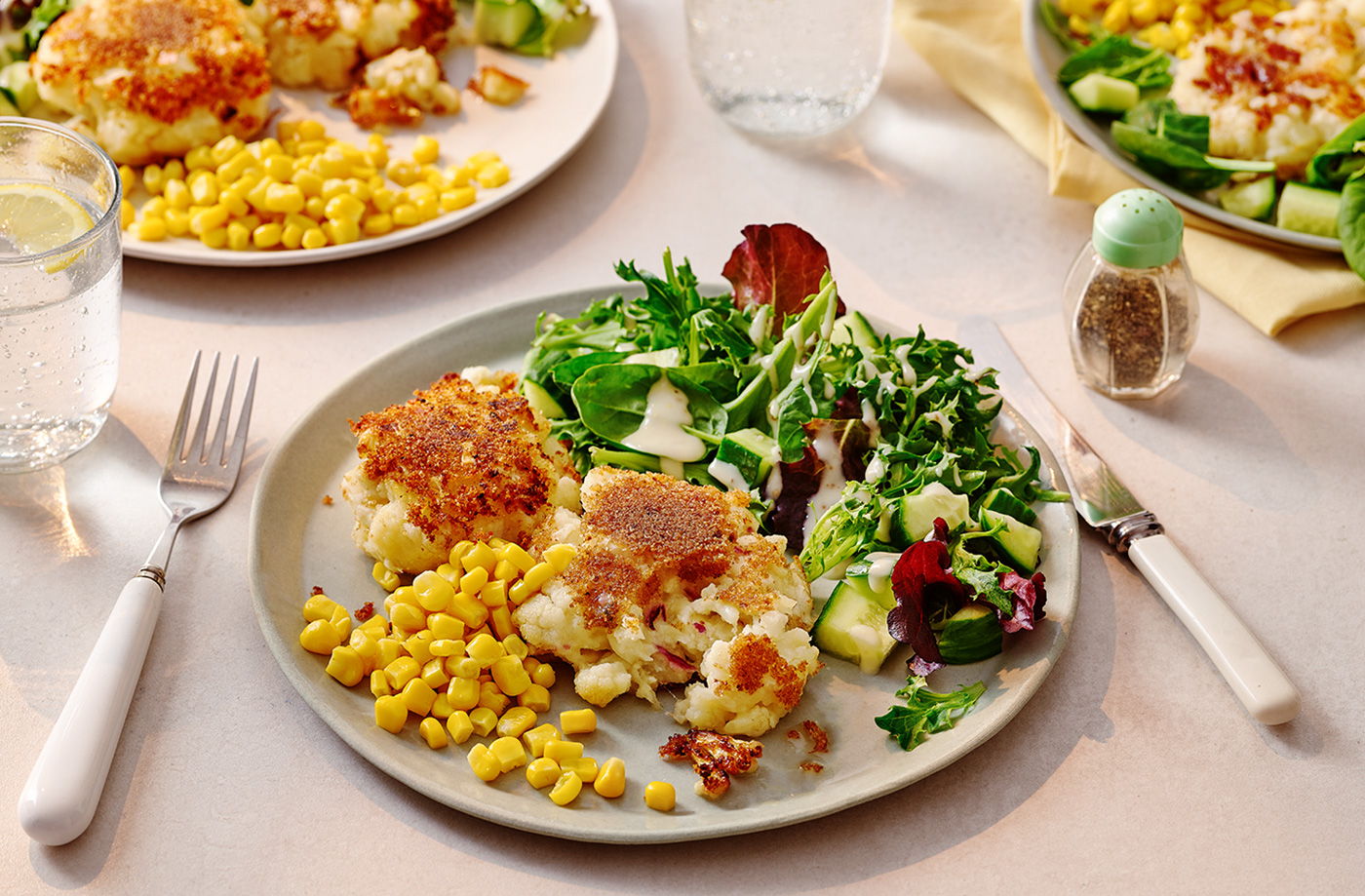 Cauliflower cheesecakes with salad recipe