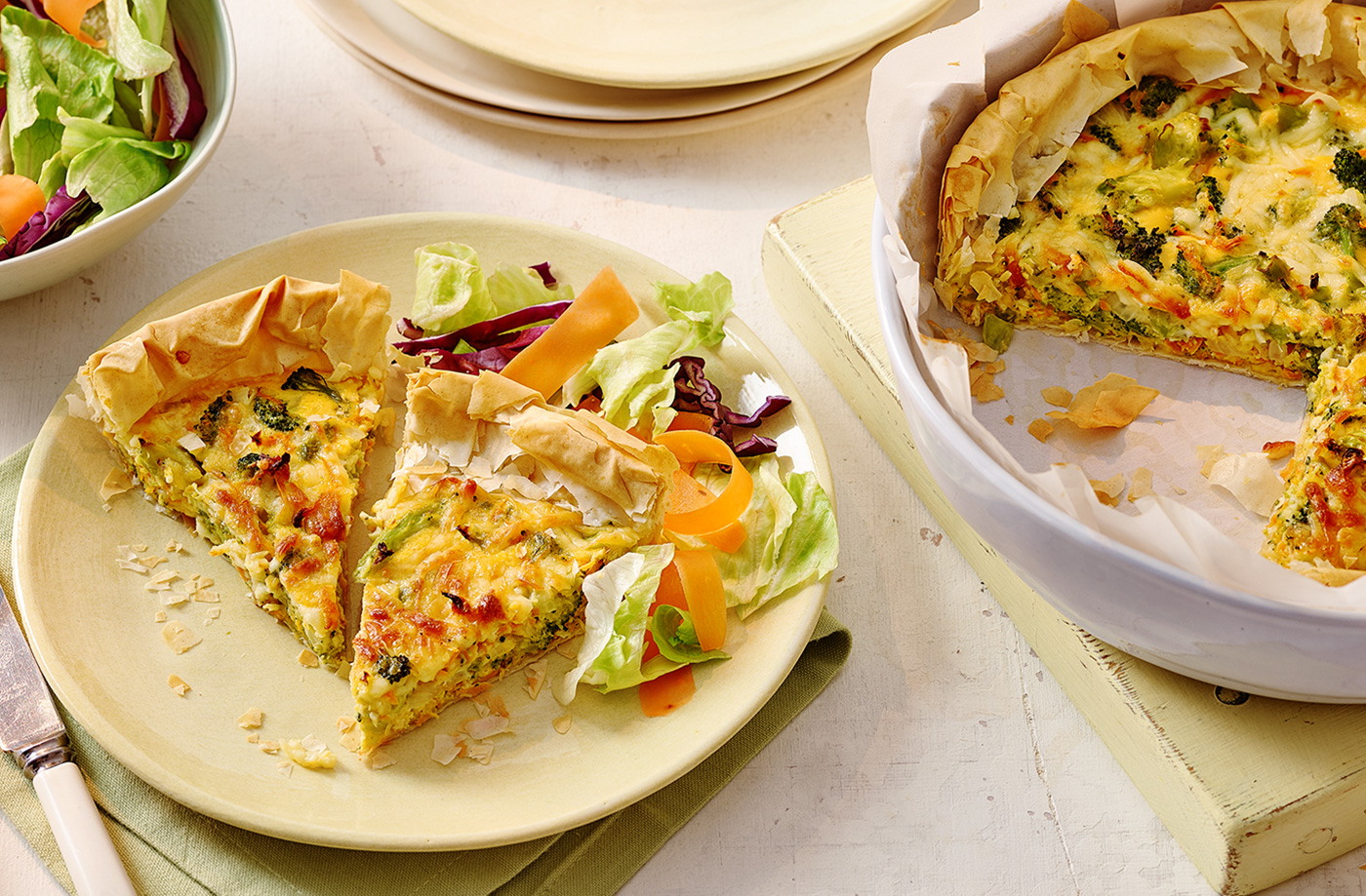 Broccoli and cheese filo tart recipe