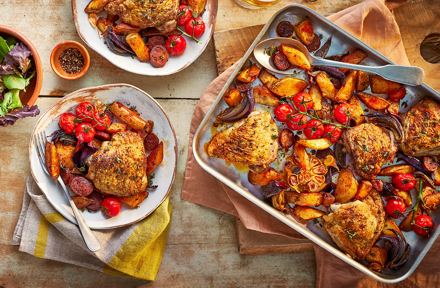 Spanish-inspired chicken traybake recipe