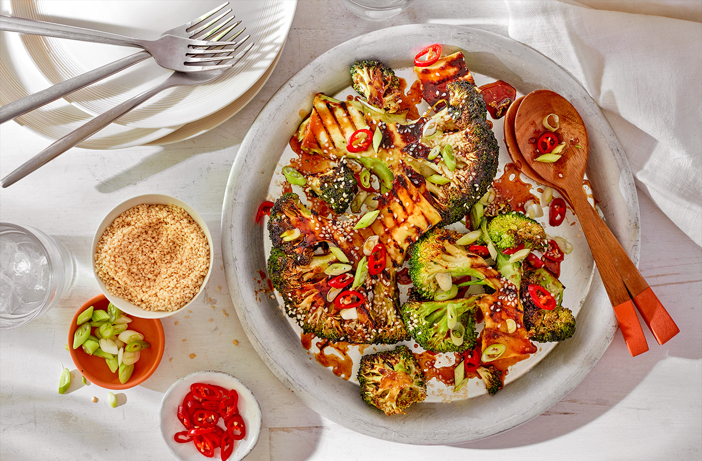 Teriyaki marinated broccoli recipe