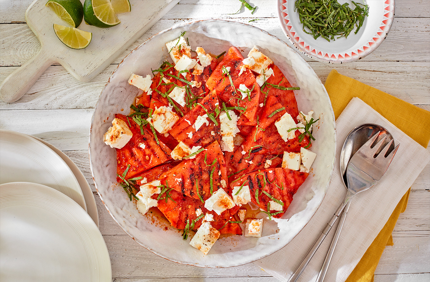 Spicy watermelon and feta salad recipe