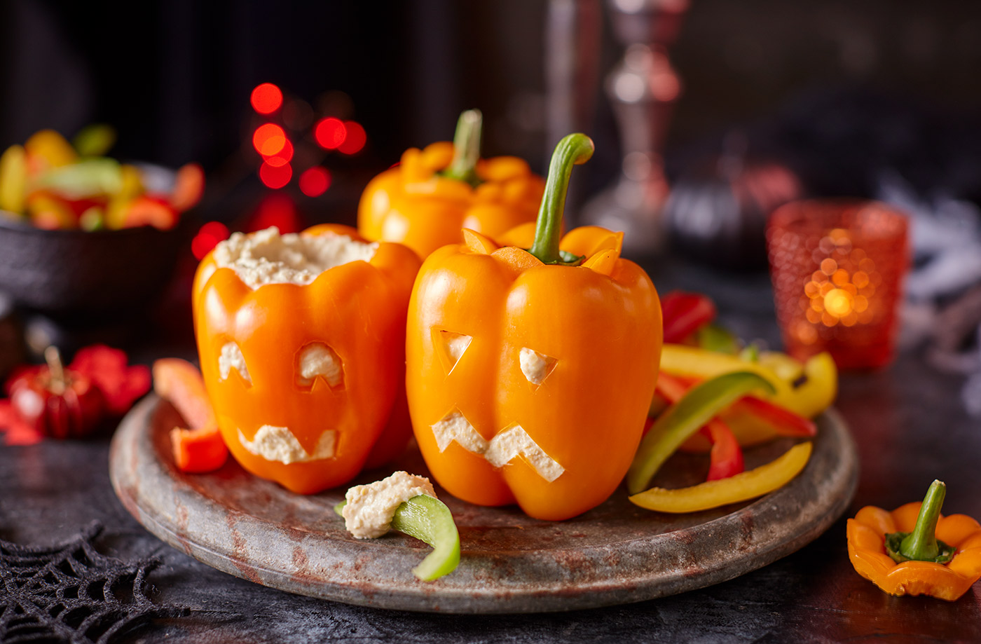 3-ingredient Halloween pepper dippers recipe
