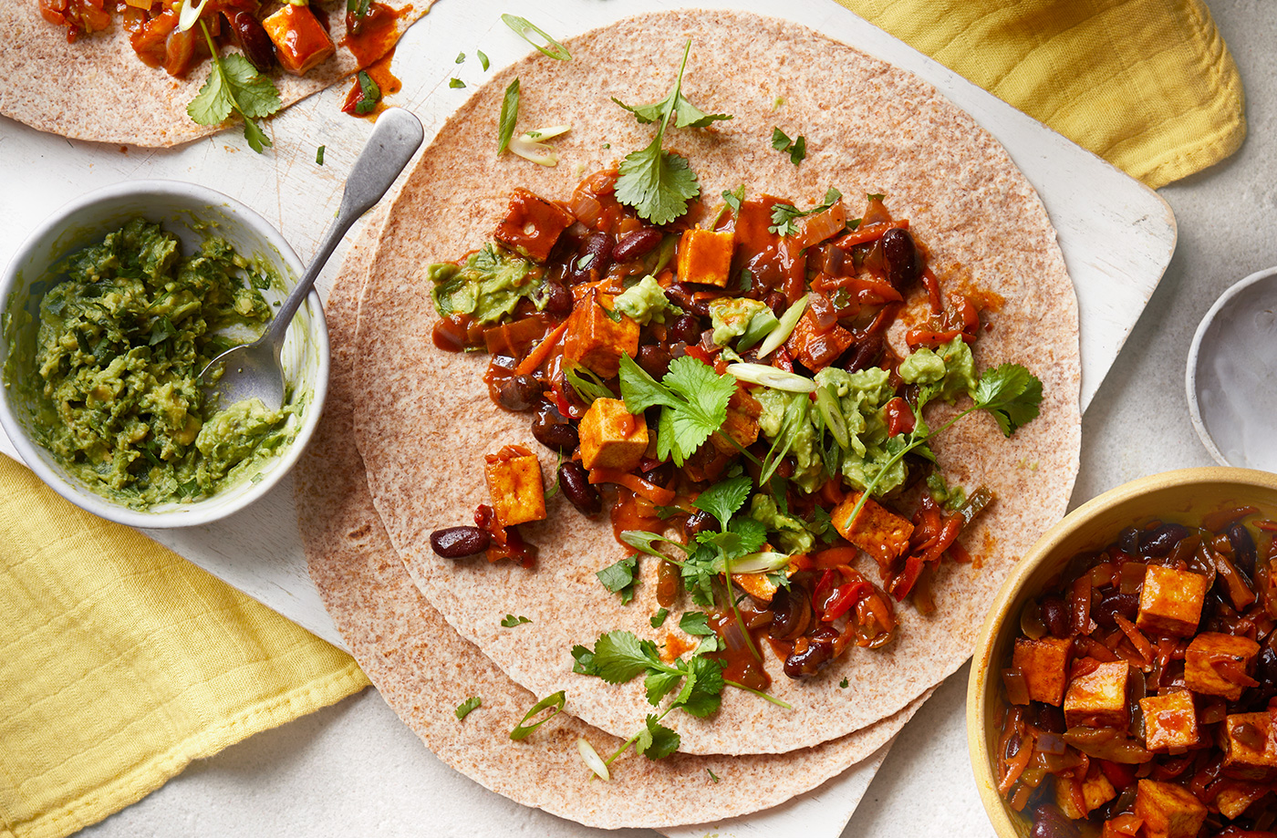 Tofu fajitas with guacamole recipe