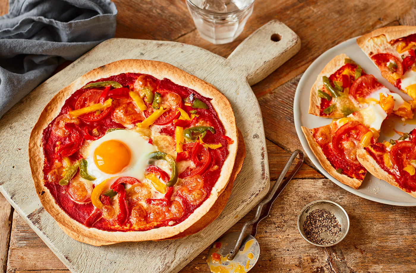 Veggie tortilla pizzas recipe