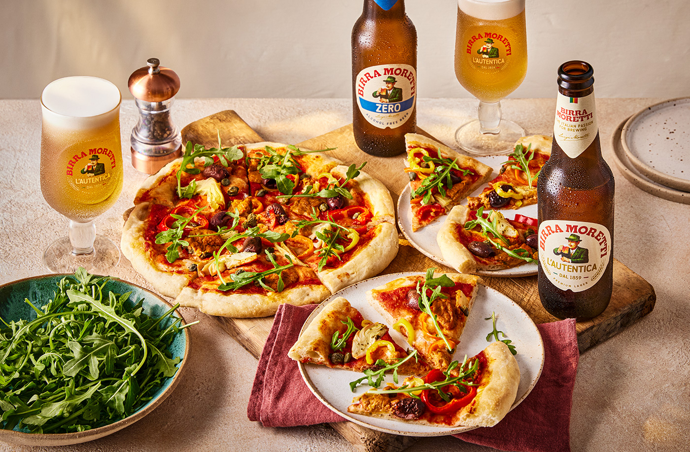 Vegan pizza with peppers, artichokes and olives recipe