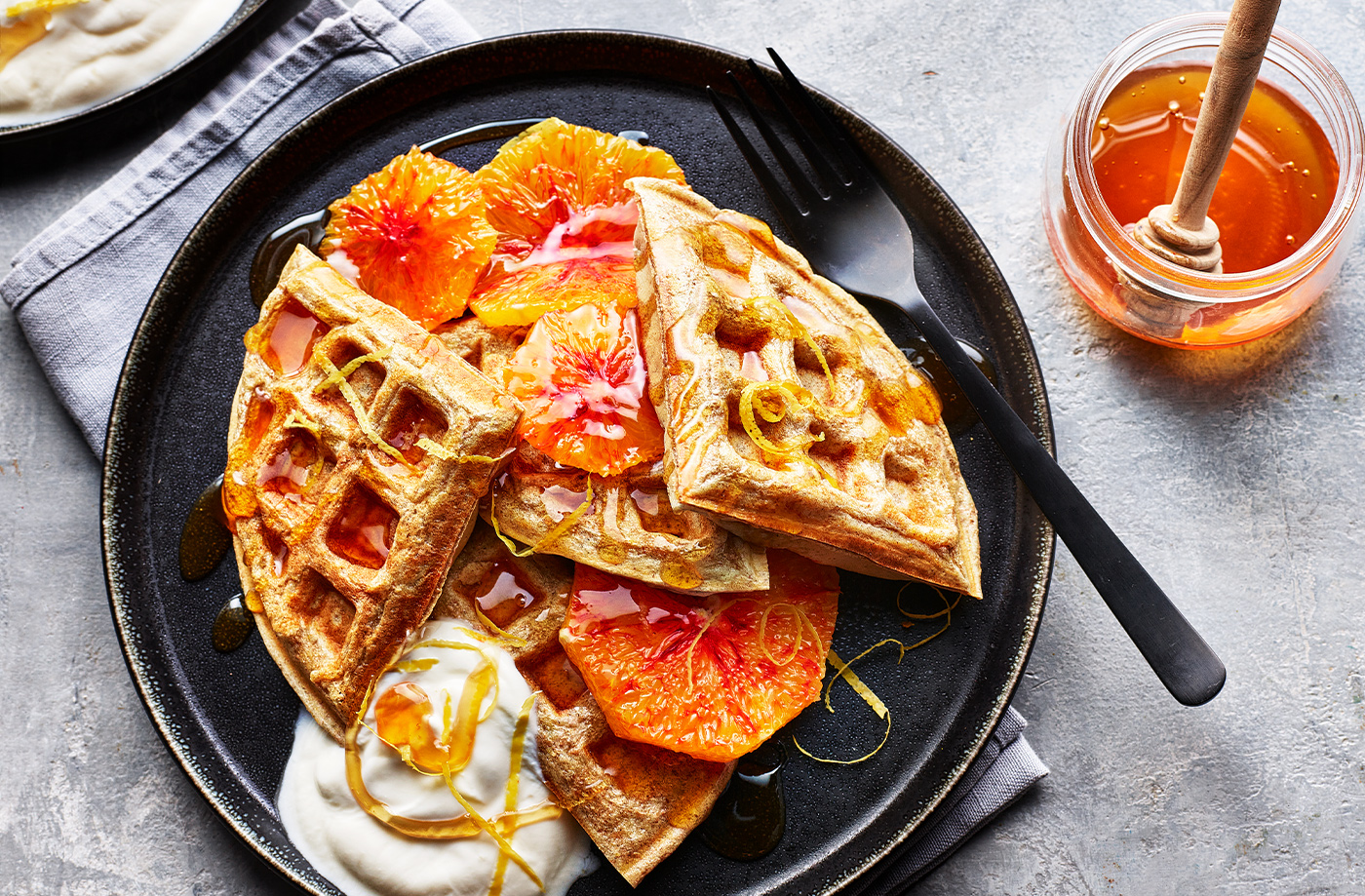 Wholemeal waffles with sunshine citrus recipe