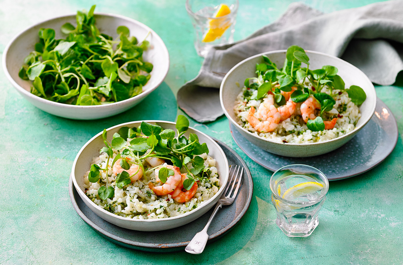 Watercress and prawn risotto recipe