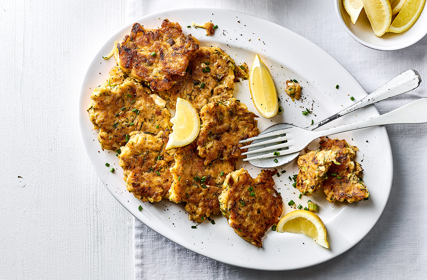 Veg and white bean fritters with slaw recipe