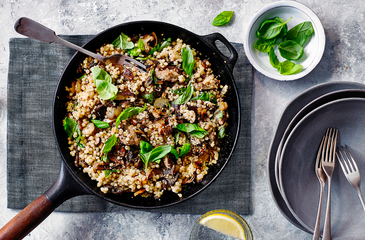 Wild mushroom Israeli couscous recipe