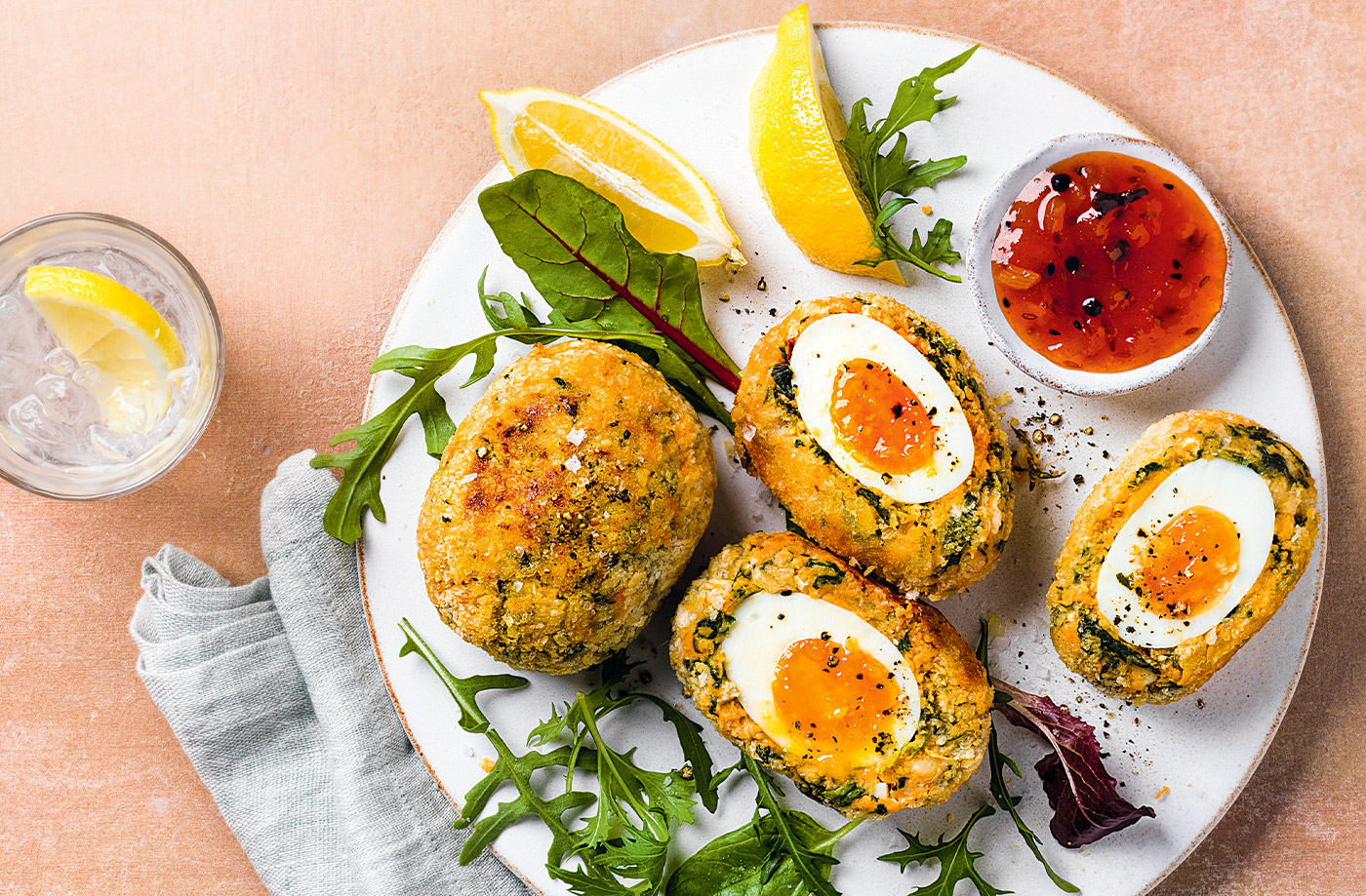Sweet potato and spinach Scotch eggs recipe