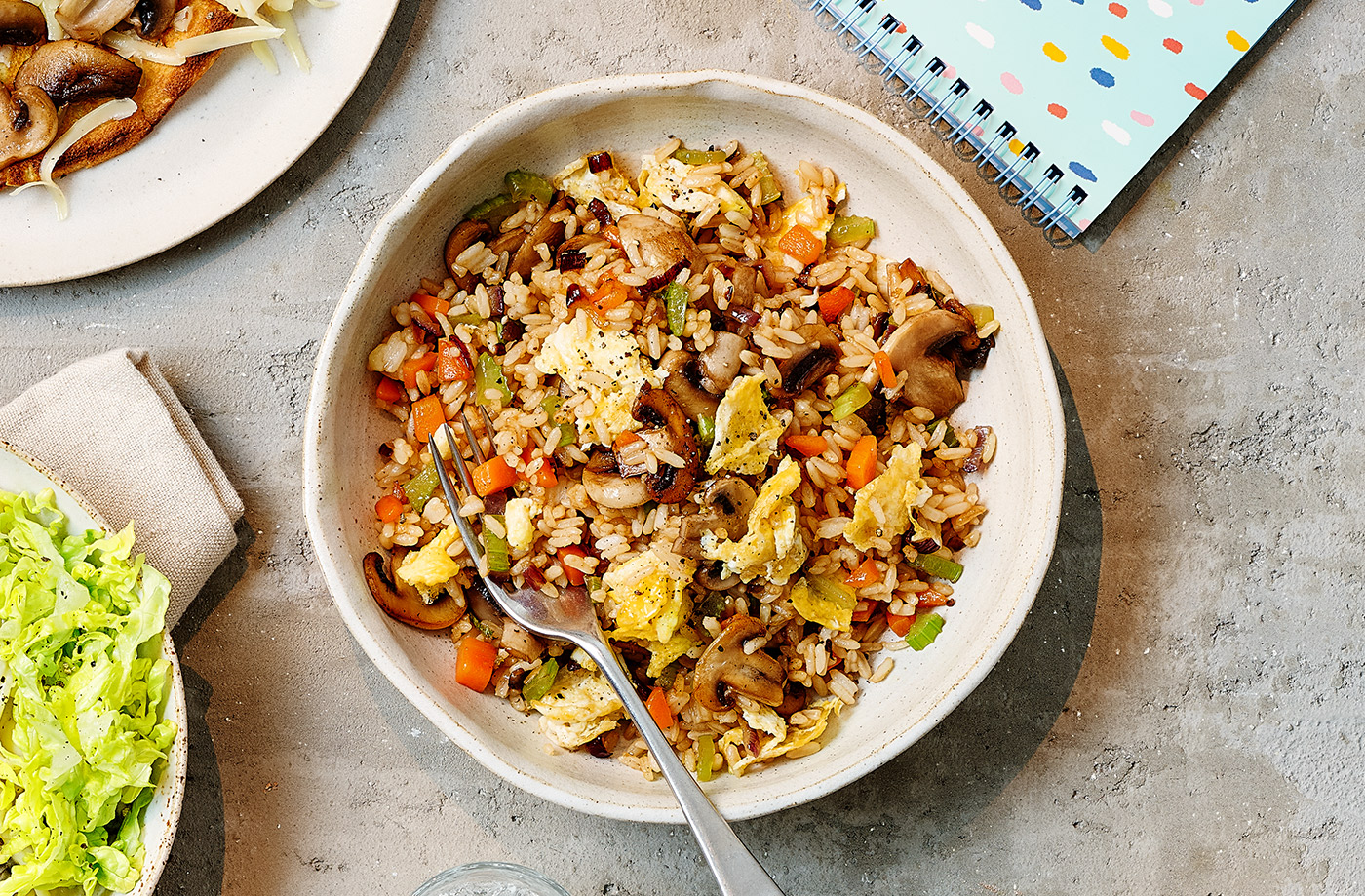 Egg-fried rice with lots of veggies recipe