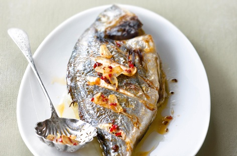 Patience is a virtue that can all but dissipate if you're starving. Luckily help is at hand here with a speedy recipe for baked sea bream with chilli, lemon and garlic that's ready in just 15 minutes. Serve with a salad, or if you can wait a few more minutes, some boiled new potatoes.