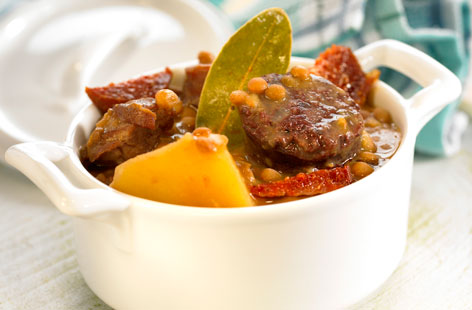 A hearty stew with lentils, potatoes and beef, slow-cooked until beautifully tender. Sun-dried tomatoes, bay leaves and beef stock add depth of flavour but don't skimp on the black pepper as it adds subtle warmth. Consider making in batches and freezing.